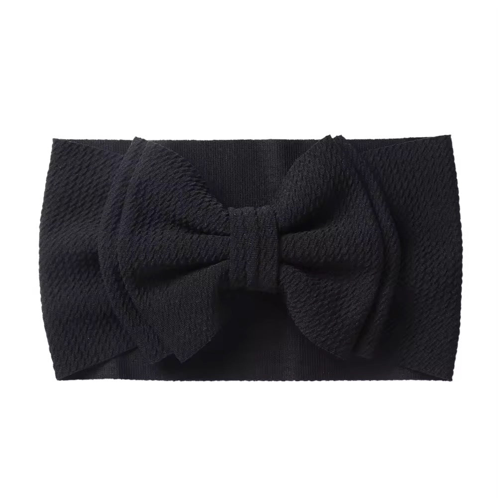 Black double bow textured headband