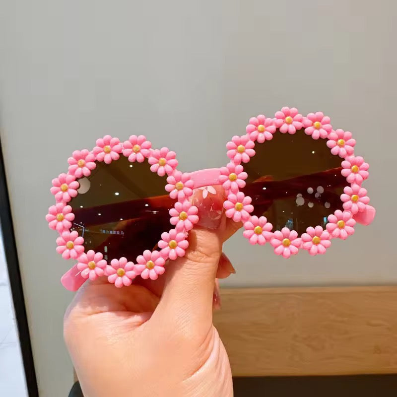 Round cute daisy baby flower glasses (pink)