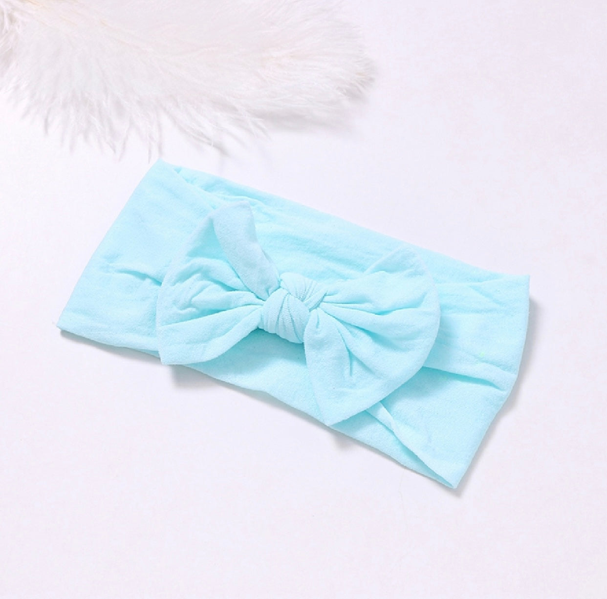 blue soft nylon bow headband