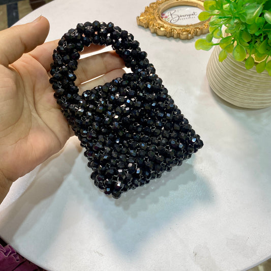 Crystal pearls (black) bag