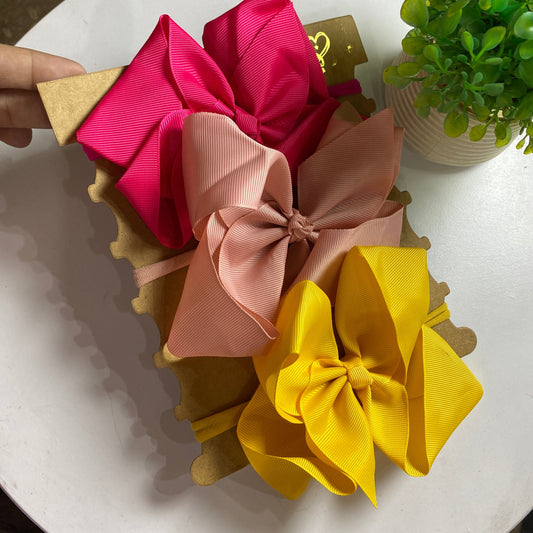 Big knotted bow headbands set (3)