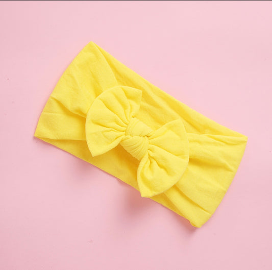 yellow soft nylon bow headband