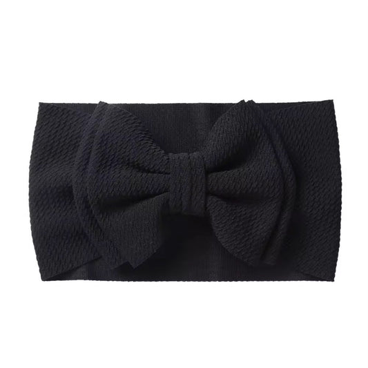 Black double bow textured headband