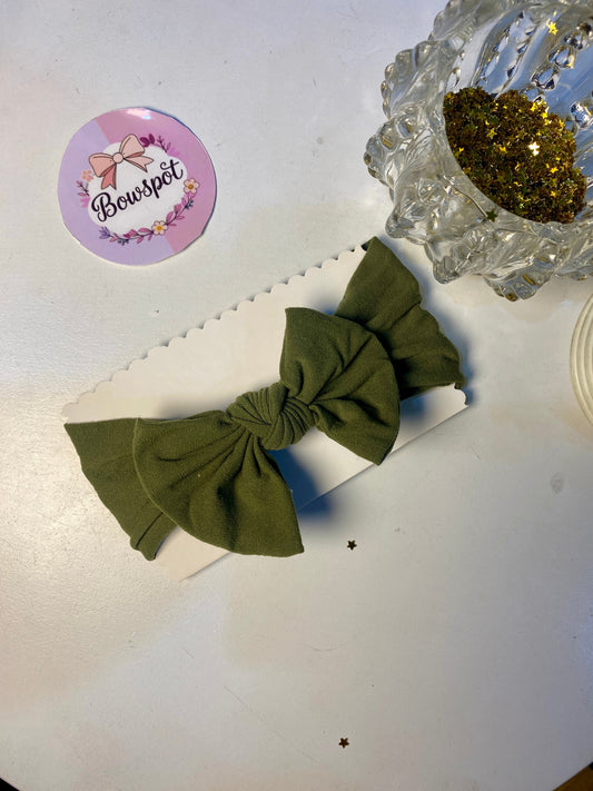 Olive green bow headband