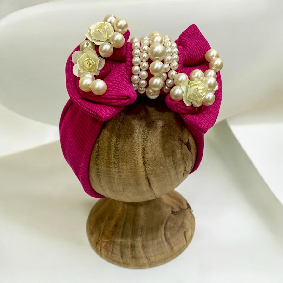 Pearls embellished bow bands