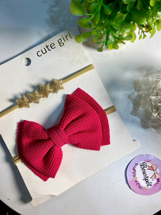 Golden glittery star with pink headbands set