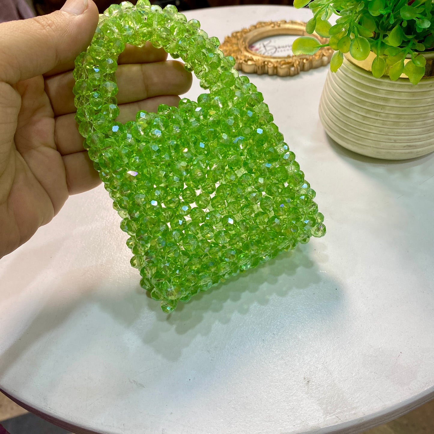 Crystal pearls( neon) bag