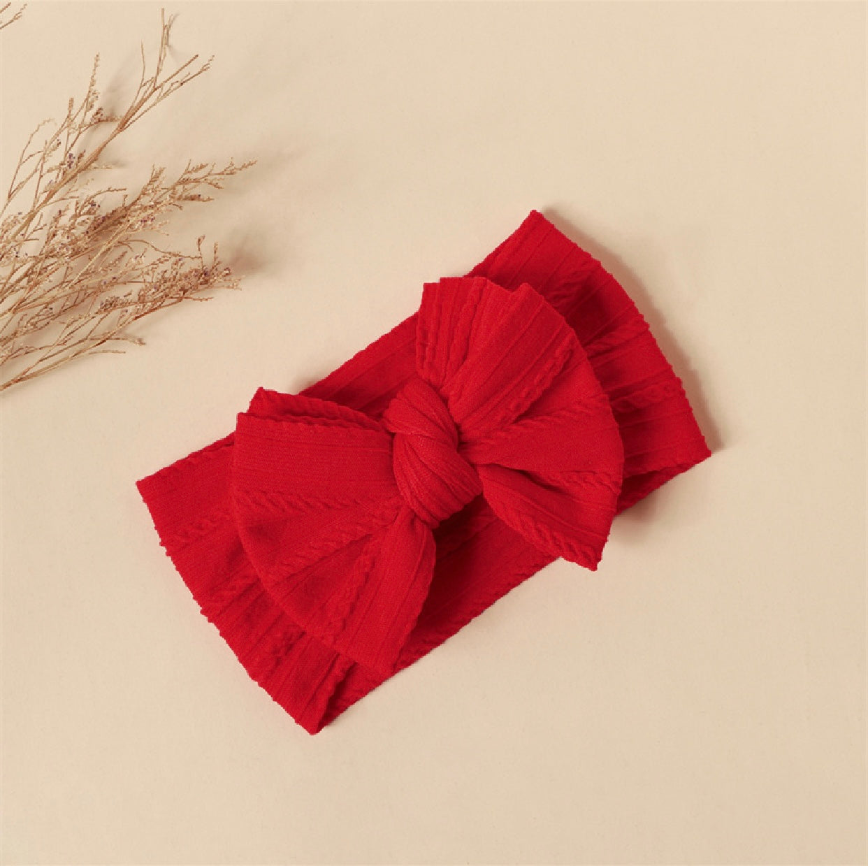 Red double bow headband (knitted wire)