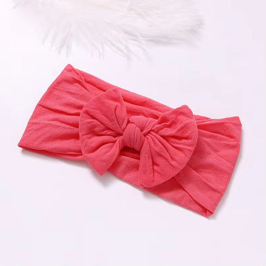 peach soft nylon baby bow headband