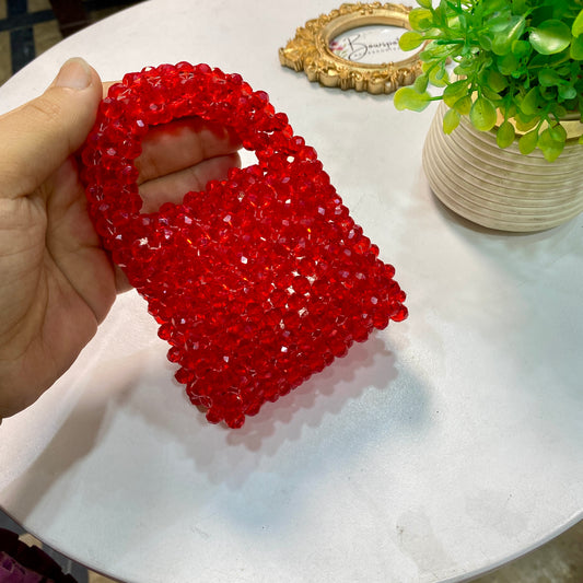 Crystal pearls (red) bag