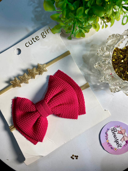 Golden glittery star with pink headbands set