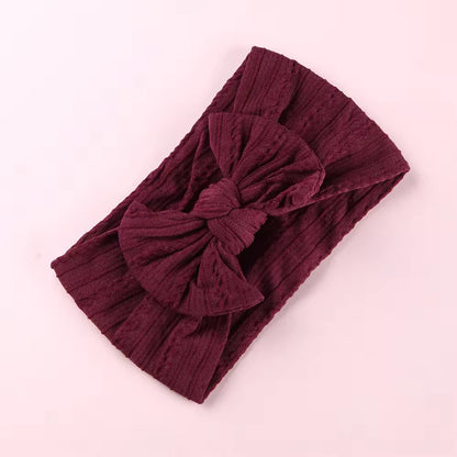 Mehroon cable knit wire imported nylon single bow headband