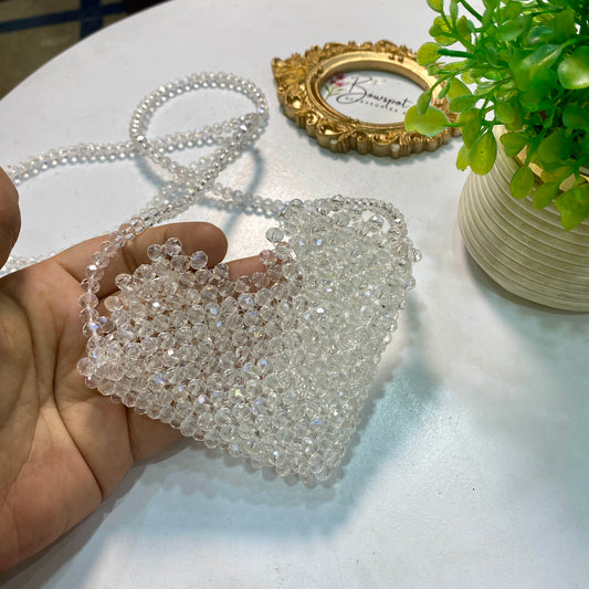 Crystal pearls (white) bag