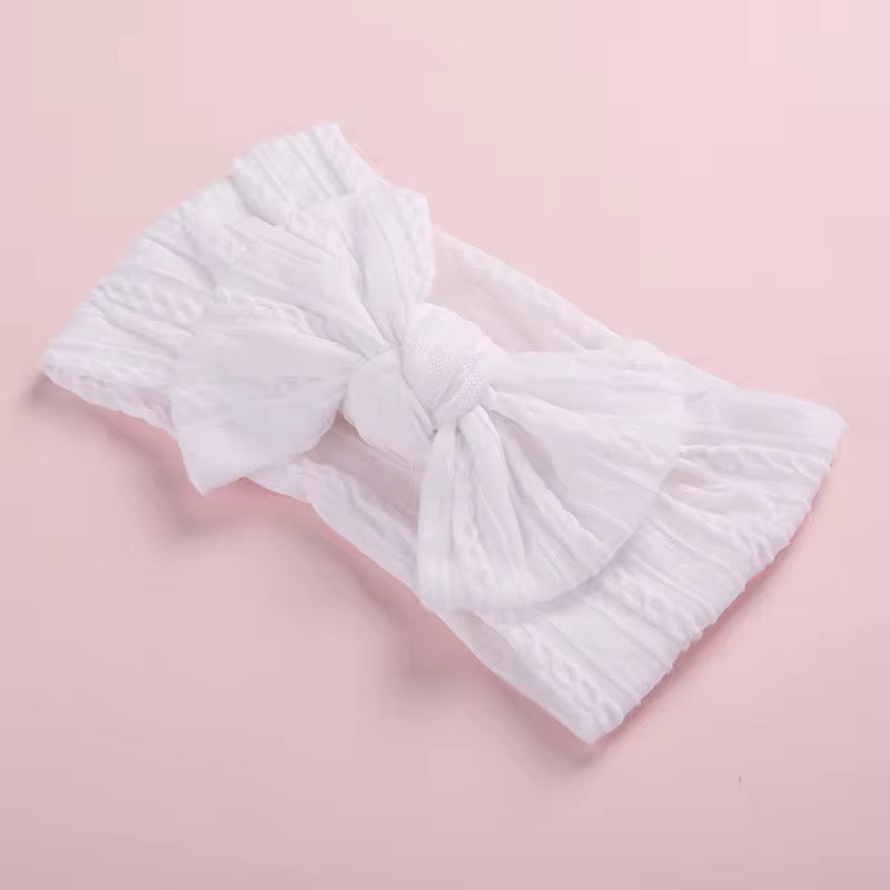 White cable knit wire imported nylon single bow headwrap