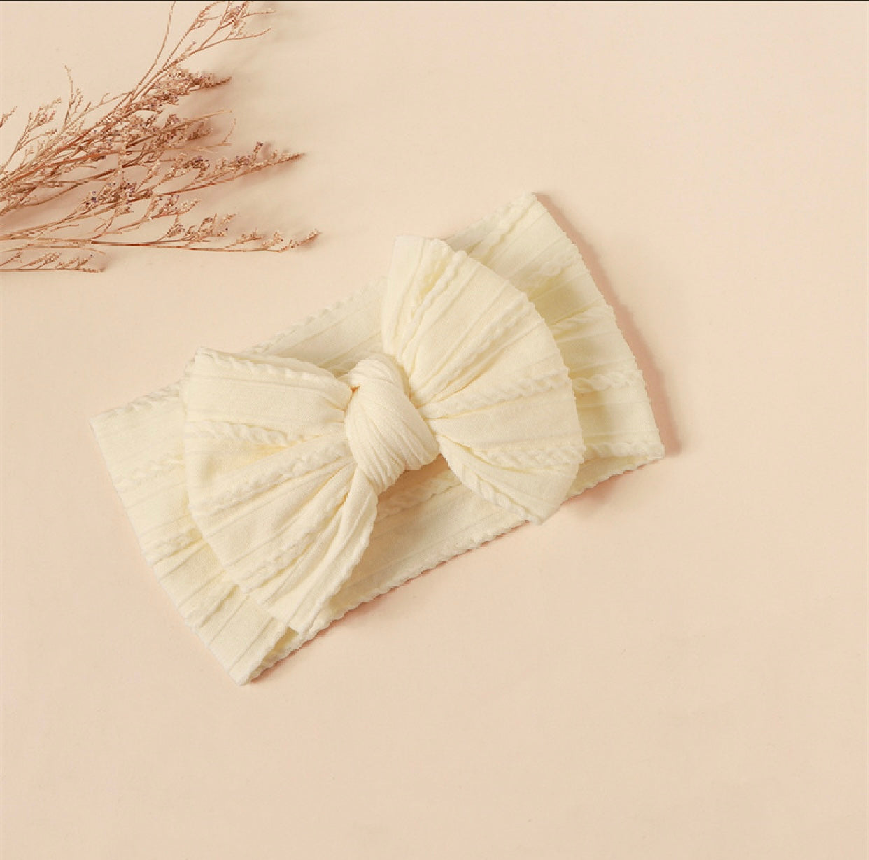Off white double bow headband (knitted wire)