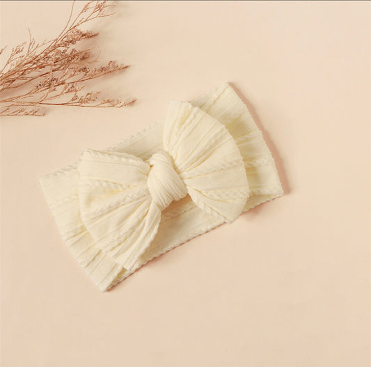 Off white double bow headband (knitted wire)