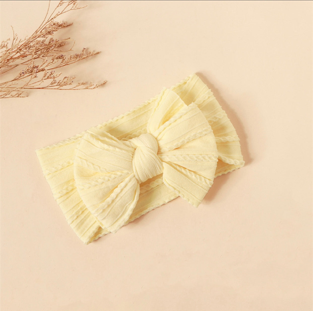 Yellow double bow headband (knitted)