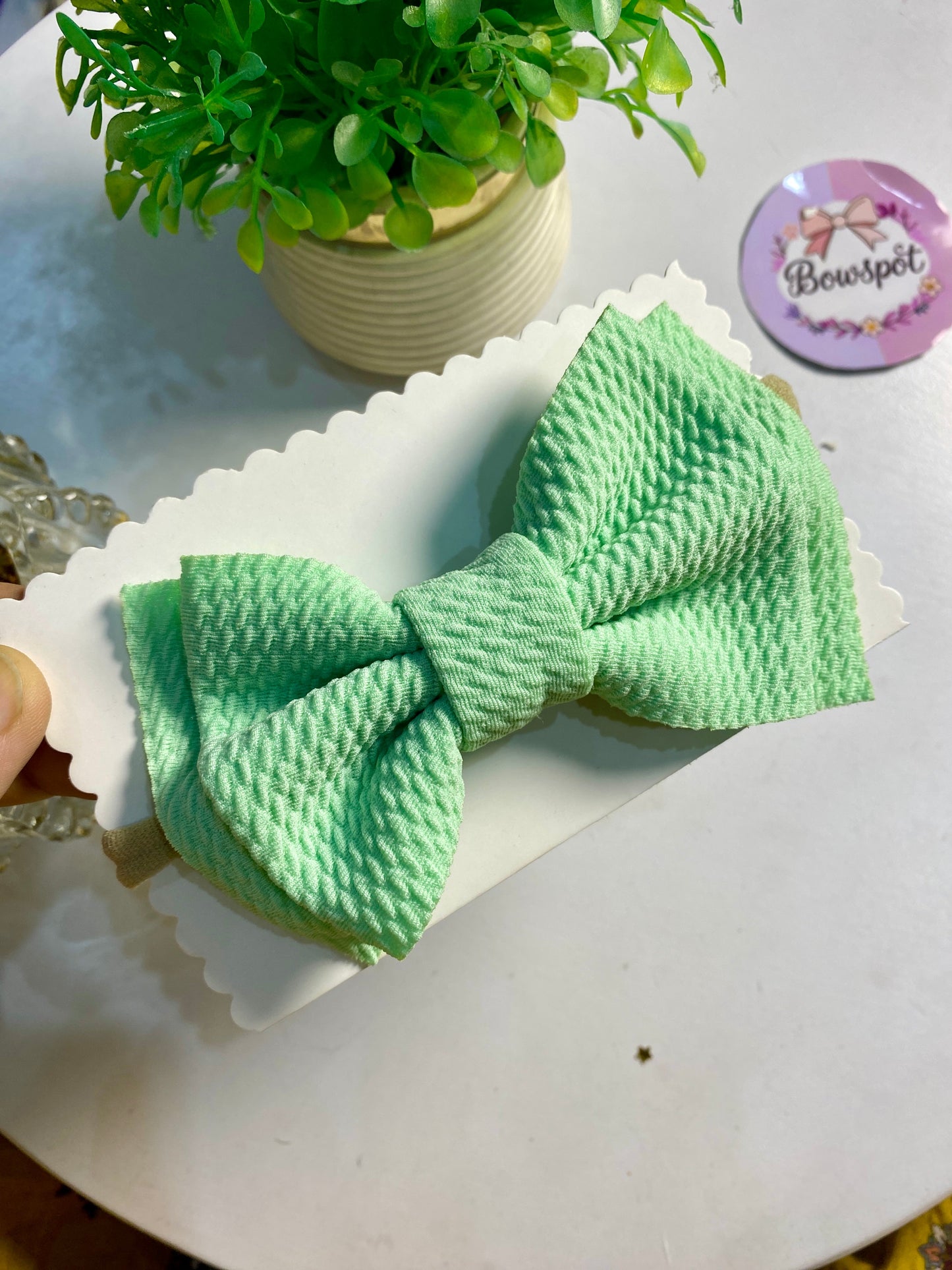 Light sea green bow headband