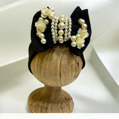 Pearls embellished bow bands