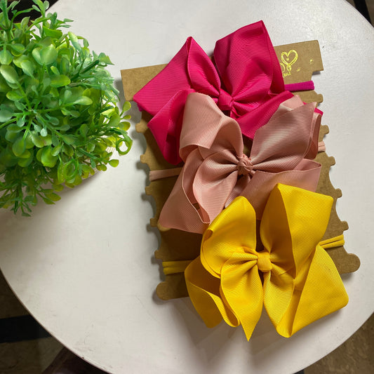 Big knotted bow headbands set (3)