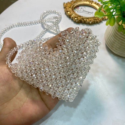 Crystal pearls (white) bag